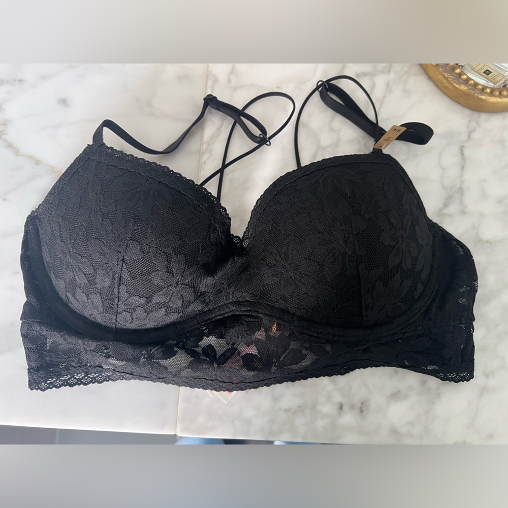 Victorias Secret Pink Lace Bralette, Black, Size M